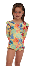 Agua Maria Girls One Piece Long Sleeve Yellow Corals