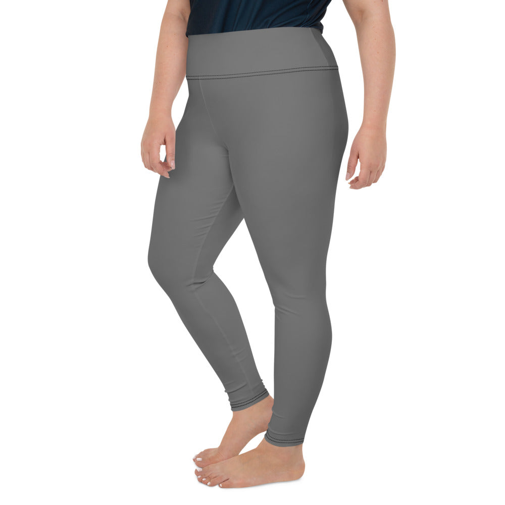 Women Grey Plus Size Long Leggings High Waist