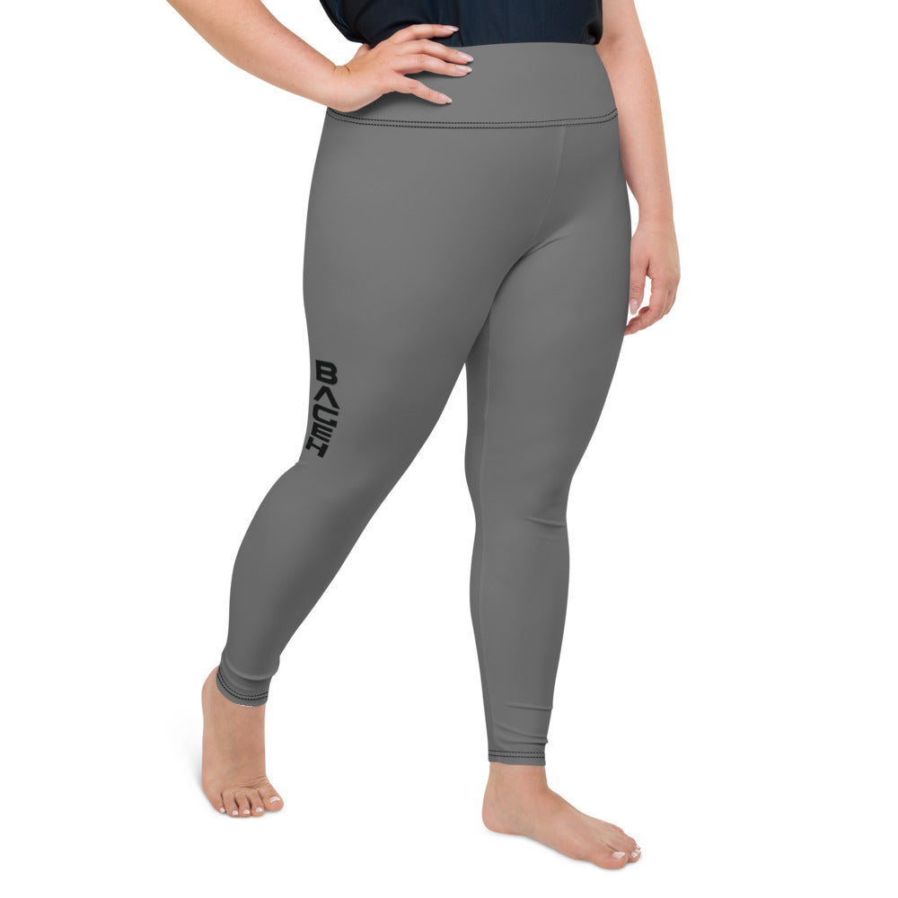 Women Grey Plus Size Long Leggings High Waist