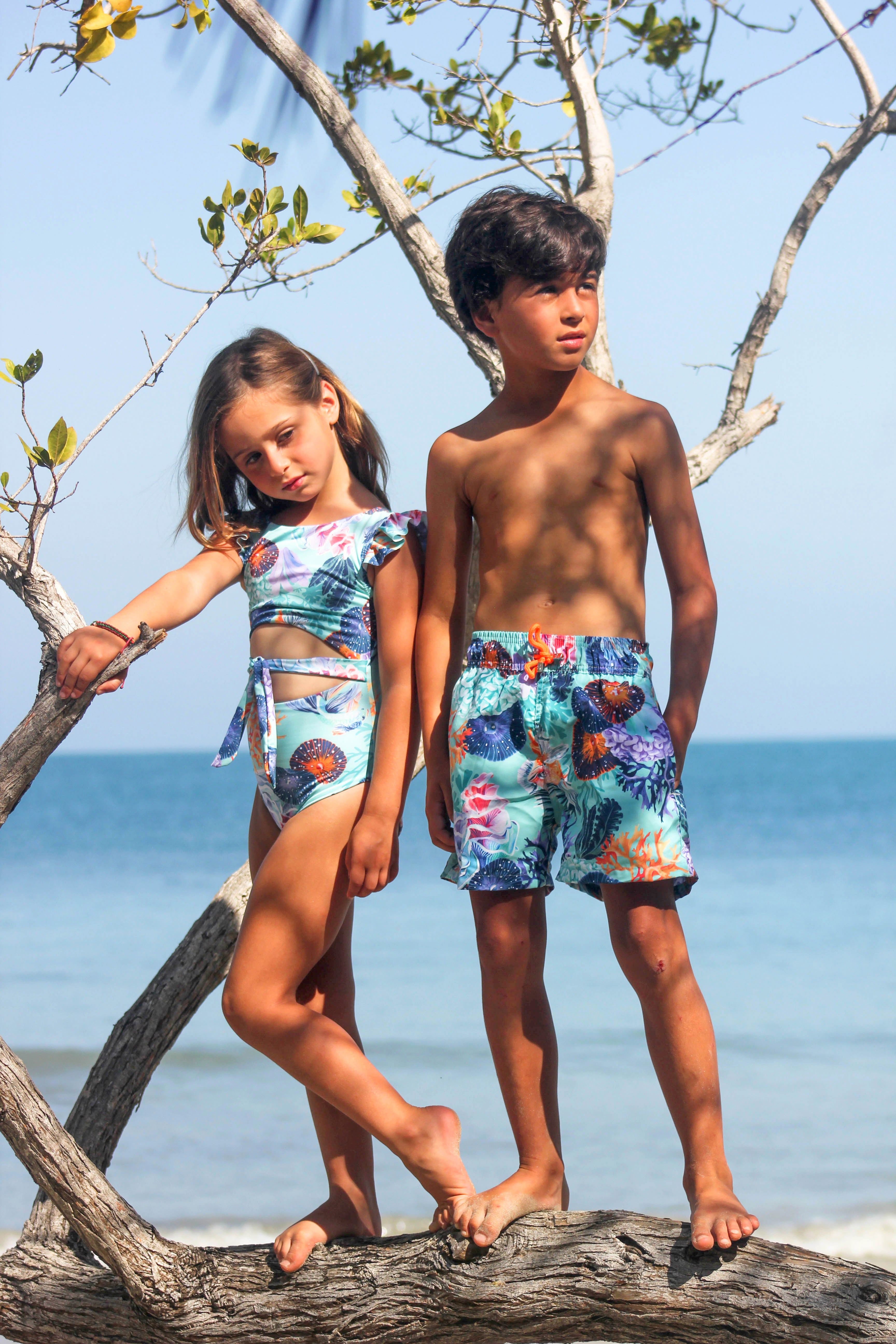 Agua Maria Girls One Piece Short Sleeve Deep Dive - Emilia